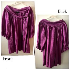 BCBG MAXAZRIA Unstructured Portrait Collar Blouse in Vivid Viola